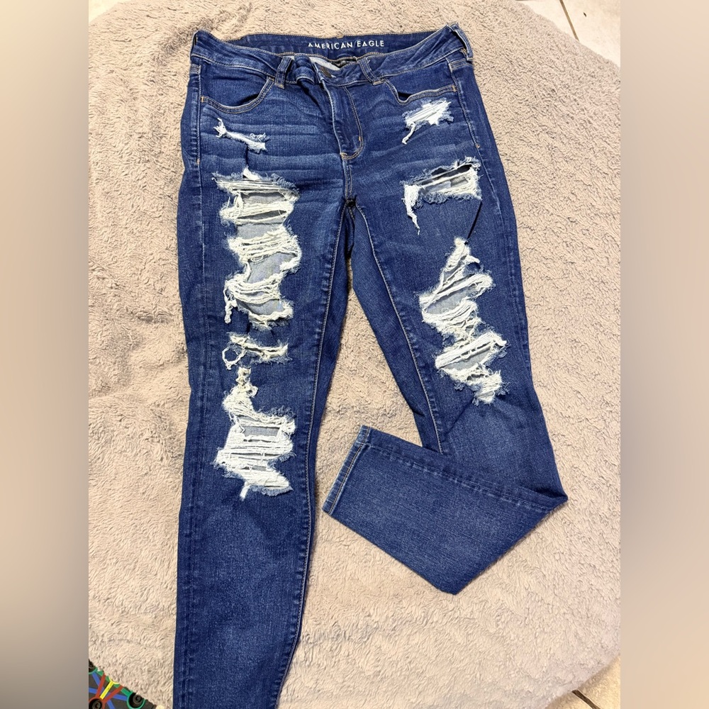American Eagle Outfitters Ripped Blue Skinny Jeans